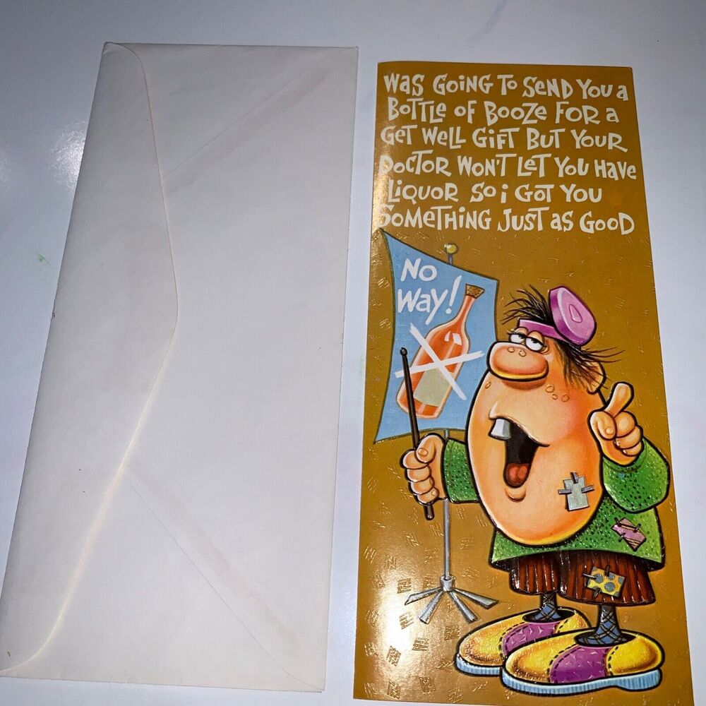Vintage 70s Greeting Card Get Well Booze Mentioned unused